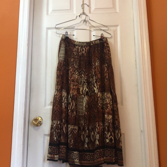 NOTATIONS WOMAN BOHO PRINT MAXI A LINE SKIRT SIZE 2X  ELASTIC WAIST BROWN/BEIGE - Picture 3 of 6